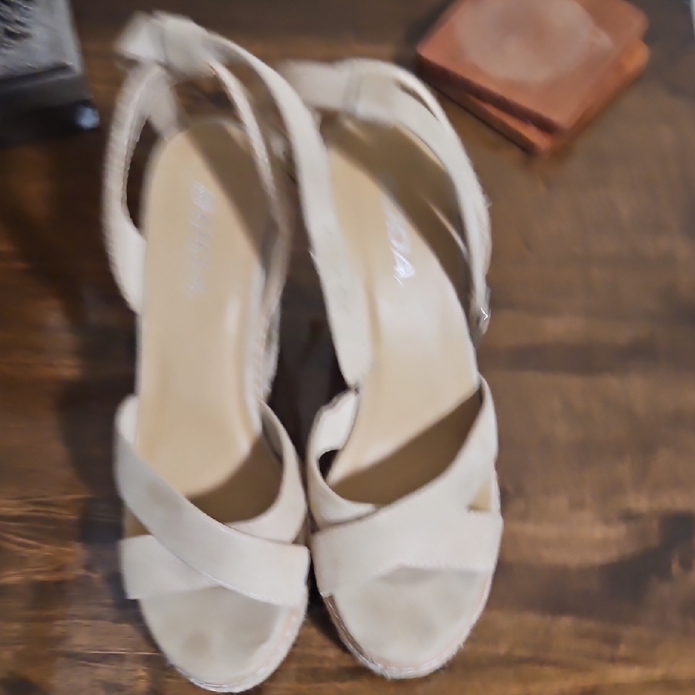 Soda Beige Espadrille Wedge Sandals
